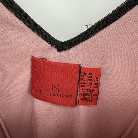 JS Collection Black & Pink Beaded Formal Dress Size US 10 Y2k - Picture 7 of 12